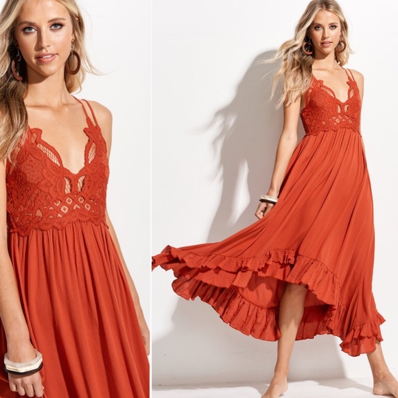 Marsala | Boho Crochet Floral Lace Maxi Dress - Picture 4 of 6